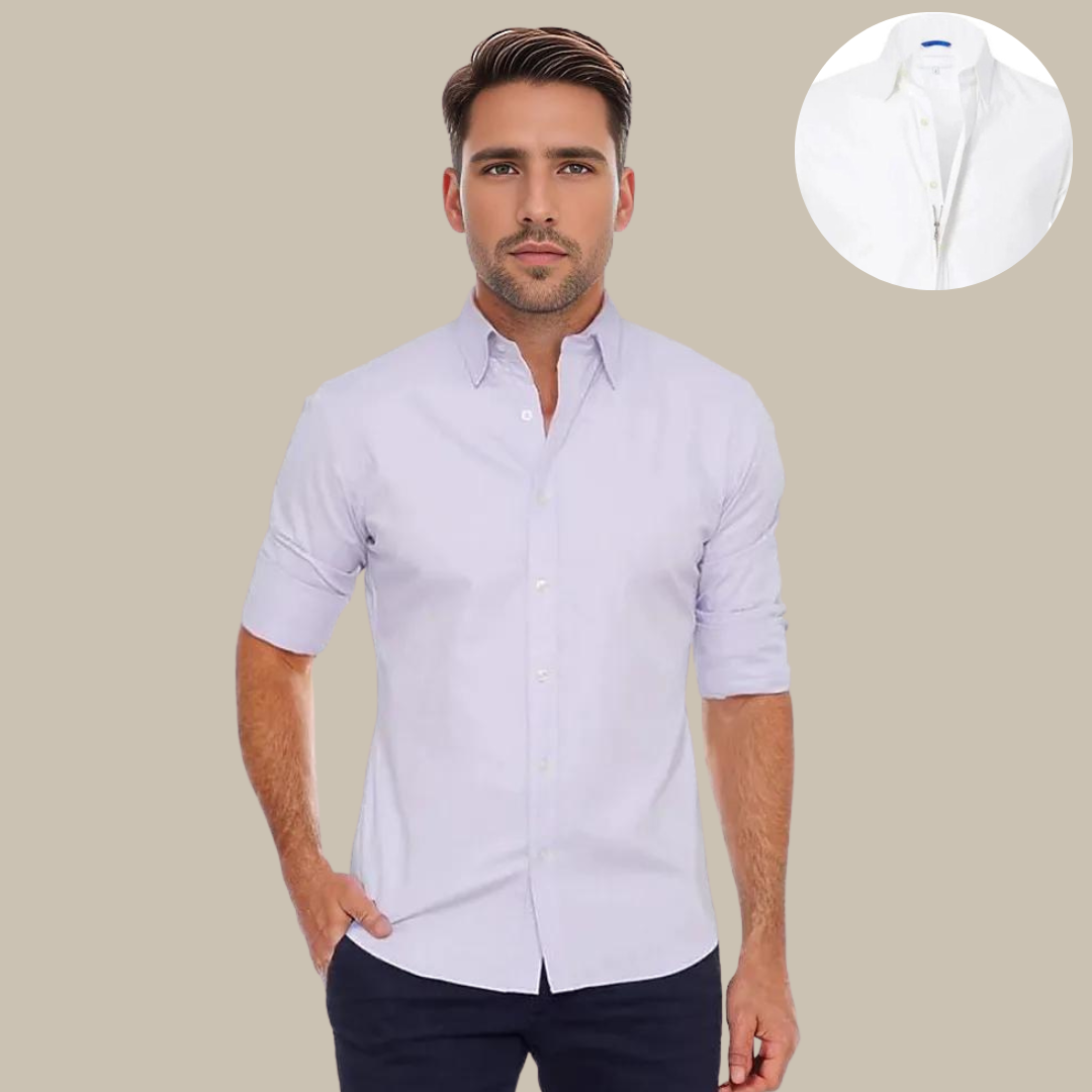 UltraFlex Shirt | Crease-Resistant Blouse with Zip-Broken White-XS-State of Style
