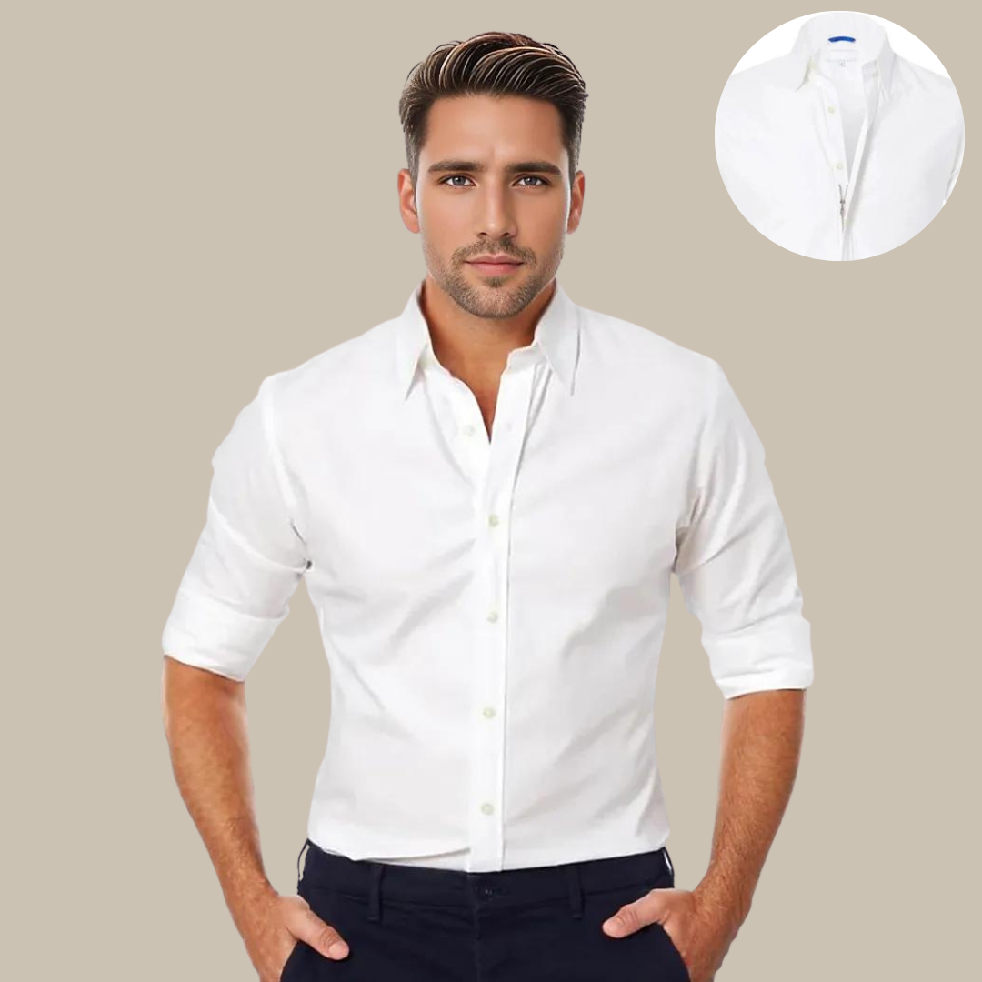 UltraFlex Shirt | Crease-Resistant Blouse with Zip-White-XS-State of Style