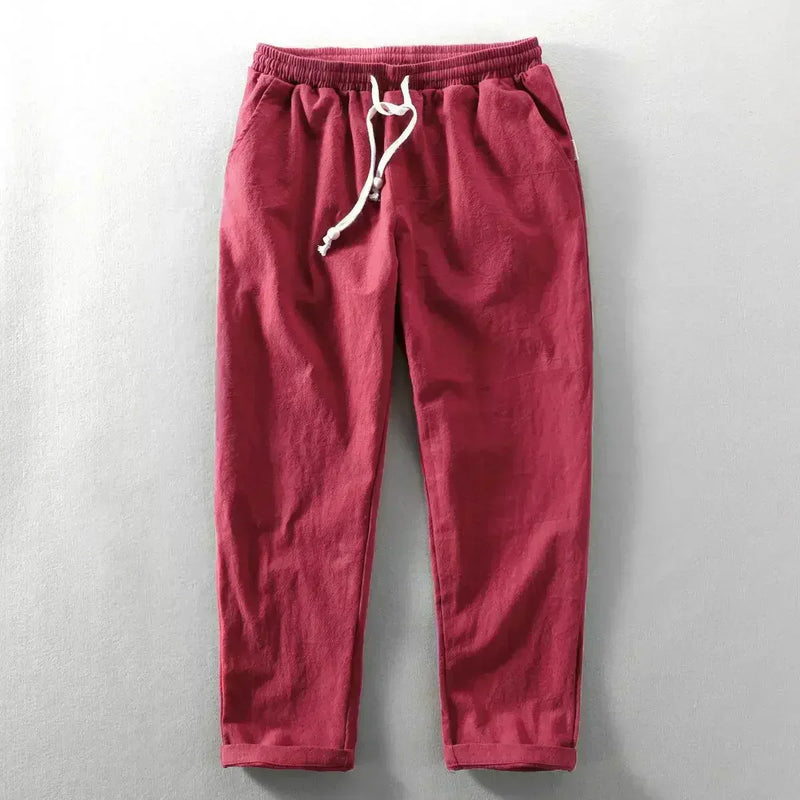 Ultralight Breathable Men's Linen Trousers – Fabio-Red-S-State of Style