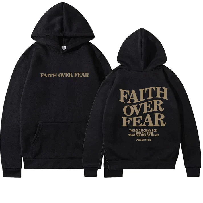 Unisex Hoodie "Faith Over Fear" Psalms 118:6 - Faithmore-Black-XS-State of Style