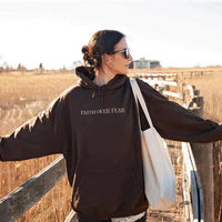 Unisex Hoodie "Faith Over Fear" Psalms 118:6 - Faithmore-Coffee-XS-State of Style