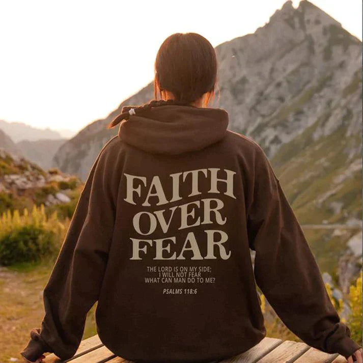 Unisex Hoodie "Faith Over Fear" Psalms 118:6 - Faithmore-Coffee-XS-State of Style