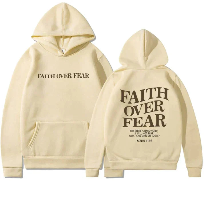 Unisex Hoodie "Faith Over Fear" Psalms 118:6 - Faithmore-Cream-XS-State of Style