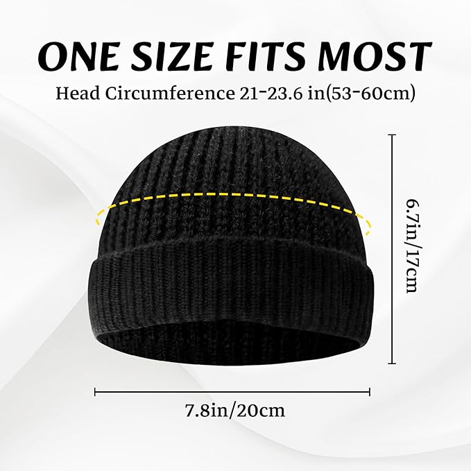 Unisex Knitted Hat with Low Turn-Up – Robin-Black-State of Style