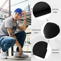 Unisex Knitted Hat with Low Turn-Up – Robin-Black-State of Style