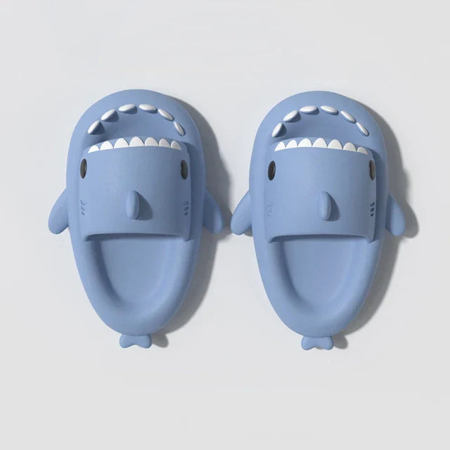 Unisex Lightweight Summer Flip Flops with Shark Design - FinSteps-Light blue-2-2.5-State of Style
