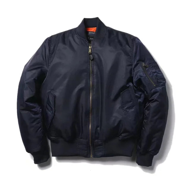 Unisex Premium Bomber Jacket with Zipper - Alex-Navy Blue-S-State of Style