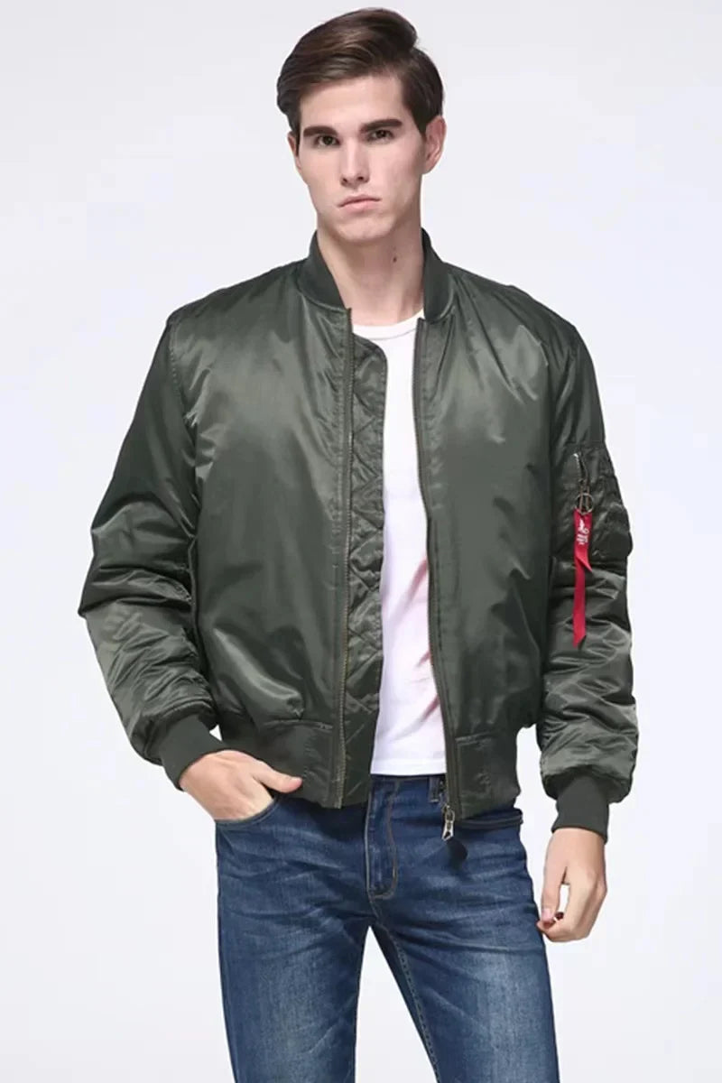 Unisex Premium Bomber Jacket with Zipper - Alex-Red-S-State of Style