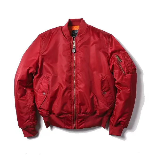 Unisex Premium Bomber Jacket with Zipper - Alex-Red-S-State of Style