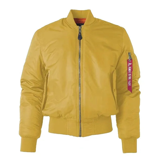 Unisex Premium Bomber Jacket with Zipper - Alex-Yellow-S-State of Style