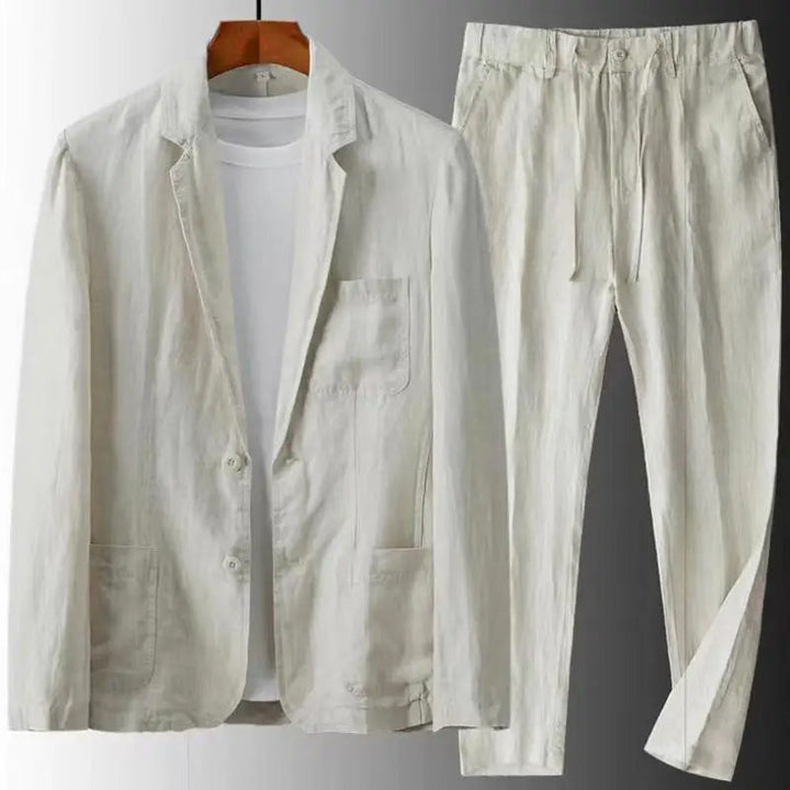 Urban Casual Linen Set for Men - Simon-Beige-S-State of Style