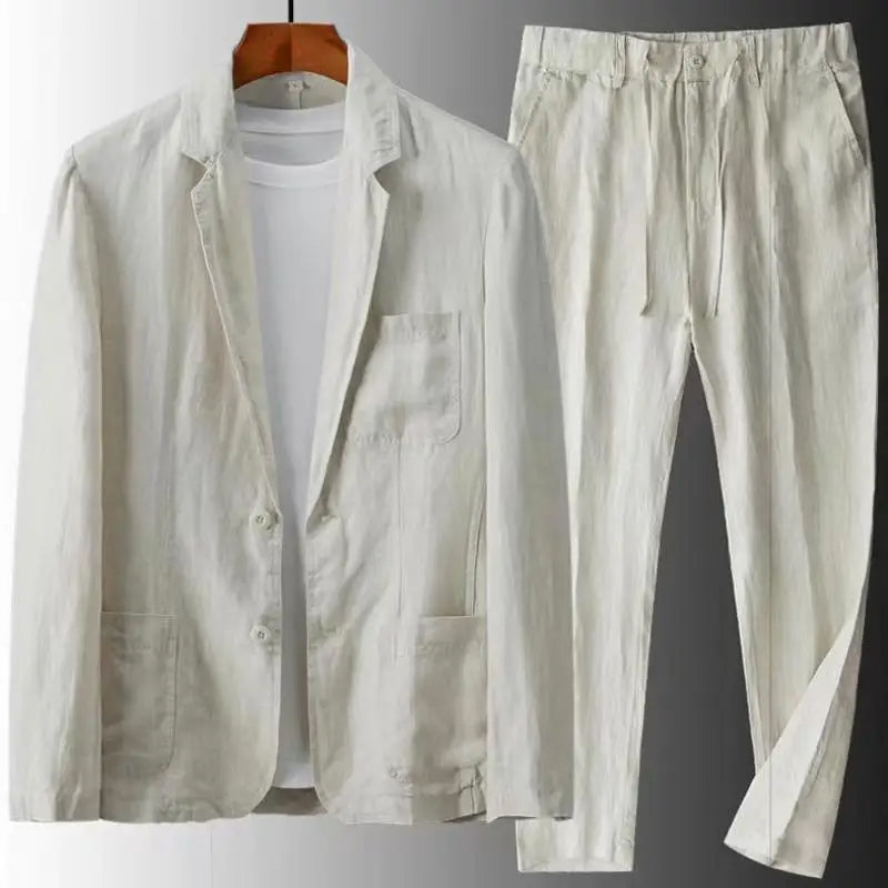 Urban Casual Linen Set for Men - Simon-Beige-S-State of Style
