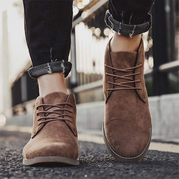 UrbanStride Classic | Stylish Mid-High Men's Lace-Up Shoe-Khaki-5.0-State of Style