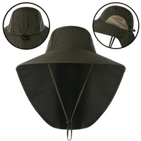 UV protection sun hat for women with mesh & drawstring – Freja-Army green-State of Style