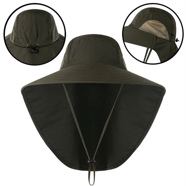 UV protection sun hat for women with mesh & drawstring – Freja-Army green-State of Style
