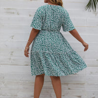 V-Neck Floral Print Plus Size Summer Dress-Black-2XL-State of Style