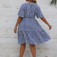 V-Neck Floral Print Plus Size Summer Dress-Black-2XL-State of Style