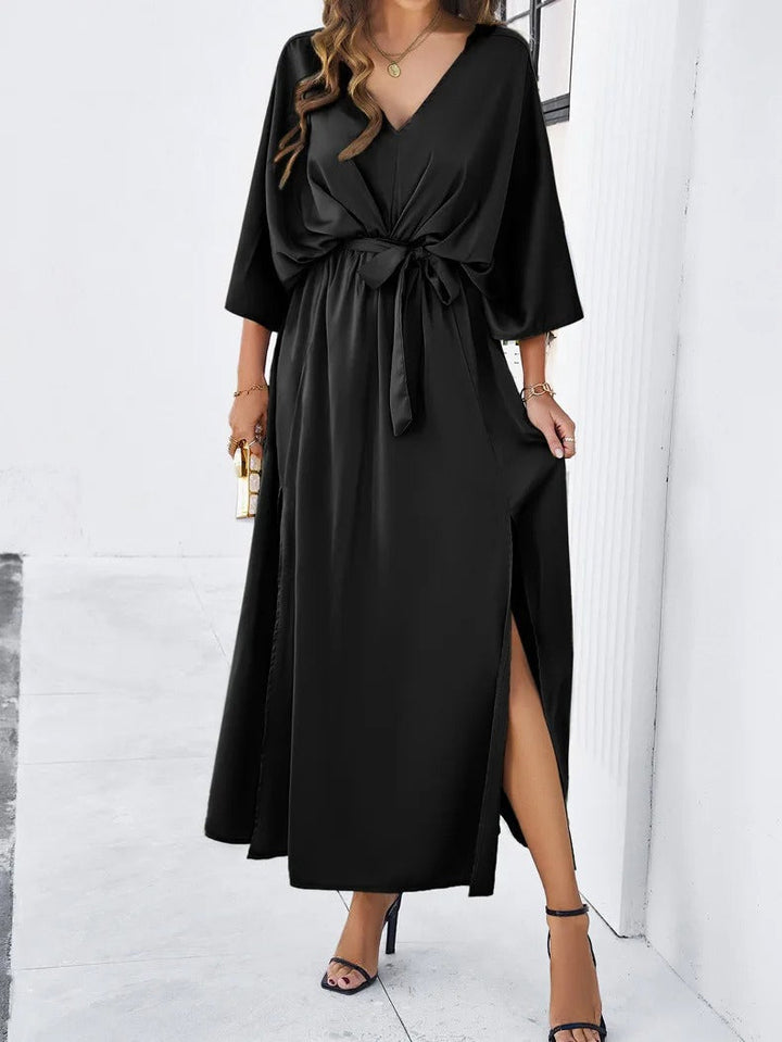 V-Neck Spring Dress - Isabella-Black-S-State of Style