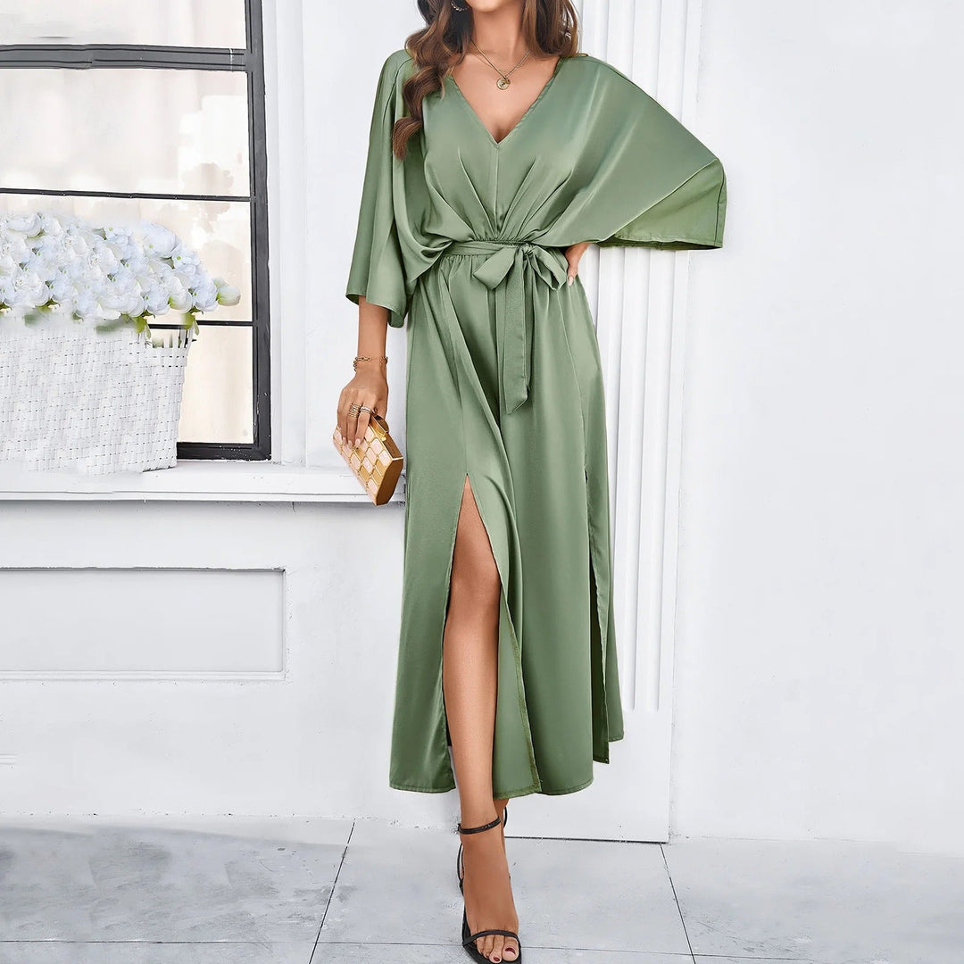 V-Neck Spring Dress - Isabella-Green-S-State of Style