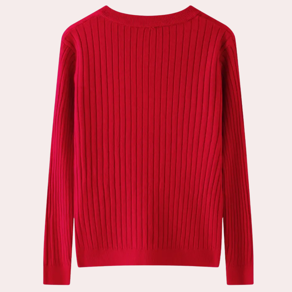 V-neck Sweater with Button Details for Women - Marit-Green-XS-State of Style
