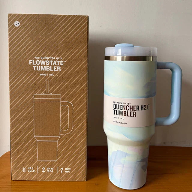 Vacuum Insulated Cup with Lid and Straw - ThermoTumbler-Baby Pink-State of Style