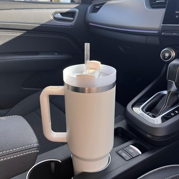 Vacuum Insulated Cup with Lid and Straw - ThermoTumbler-Baby Pink-State of Style