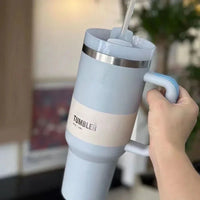 Vacuum Insulated Cup with Lid and Straw - ThermoTumbler-Baby Pink-State of Style