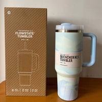 Vacuum Insulated Cup with Lid and Straw - ThermoTumbler-Blue Whirling-State of Style