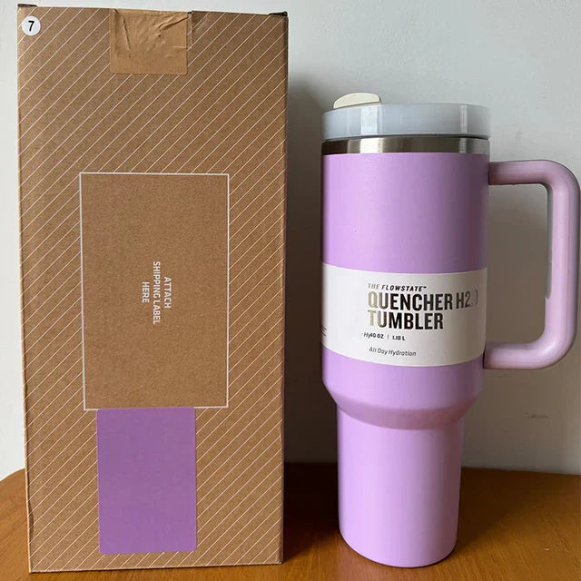 Vacuum Insulated Cup with Lid and Straw - ThermoTumbler-Lilac-State of Style