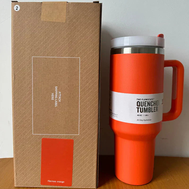 Vacuum Insulated Cup with Lid and Straw - ThermoTumbler-Red-State of Style