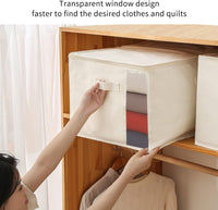 Canvas Clothes Storage Organiser Set – Dual Zipper Bag with Handles & Window