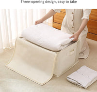 Canvas Clothes Storage Organiser Set – Dual Zipper Bag with Handles & Window