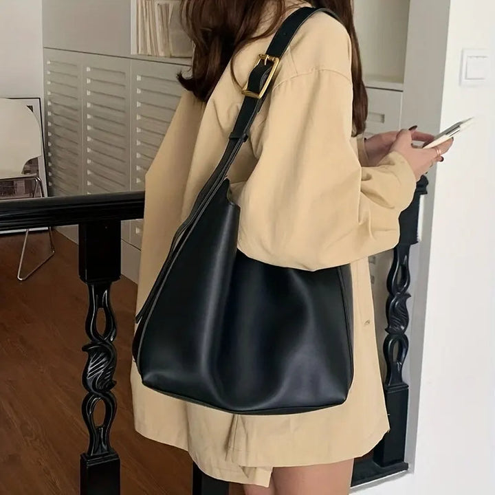 Vanessa Traditional Bag – Chic PU Leather Shoulder Bag for Work-Black-State of Style