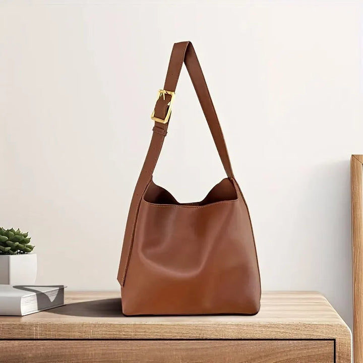 Vanessa Traditional Bag – Chic PU Leather Shoulder Bag for Work-Brown-State of Style