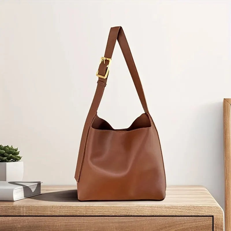 Vanessa Traditional Bag – Chic PU Leather Shoulder Bag for Work-Brown-State of Style