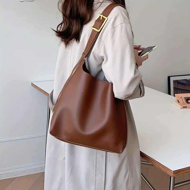 Vanessa Traditional Bag – Chic PU Leather Shoulder Bag for Work-Brown-State of Style