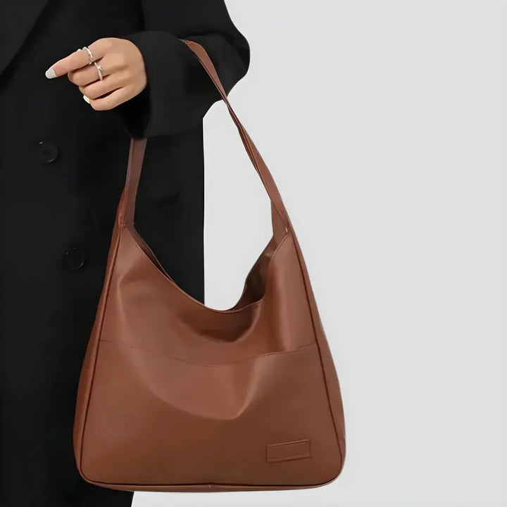 Vegan Leather Shoulder Bag for Women - Noor-Brown-State of Style