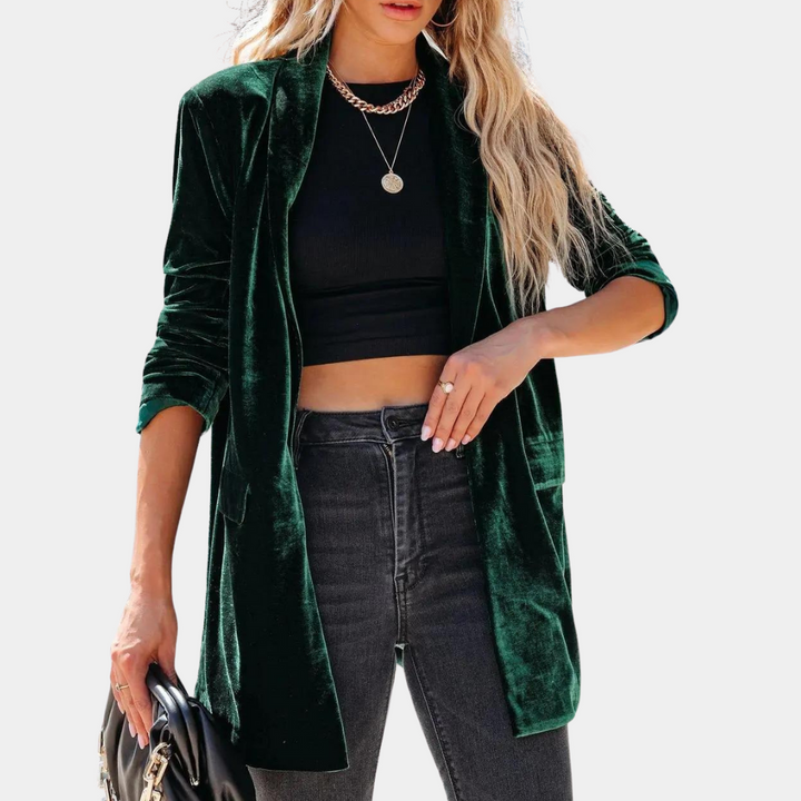 Velvet Ladies' Coat with Luxurious Look - Celestine-Burgundy-XS-State of Style