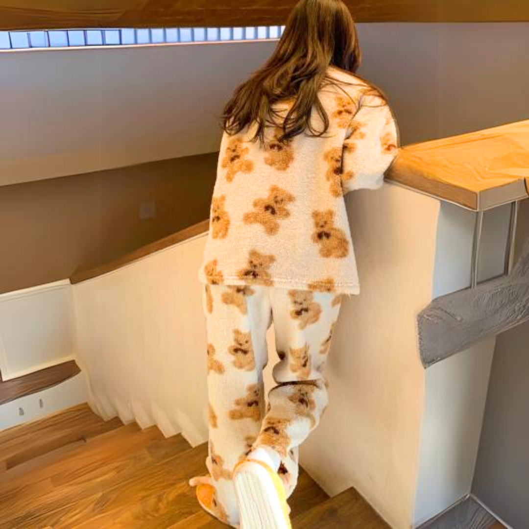 Velvet Soft Pyjama Set with Bear Print – Mila-M-State of Style