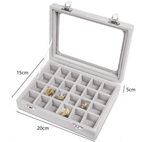 Velvet Transparent Lid Jewellery Box-BEIGE-State of Style