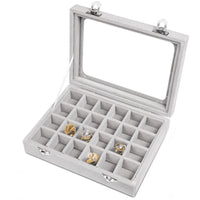 Velvet Transparent Lid Jewellery Box-BEIGE-State of Style