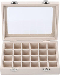 Velvet Transparent Lid Jewellery Box-BEIGE-State of Style