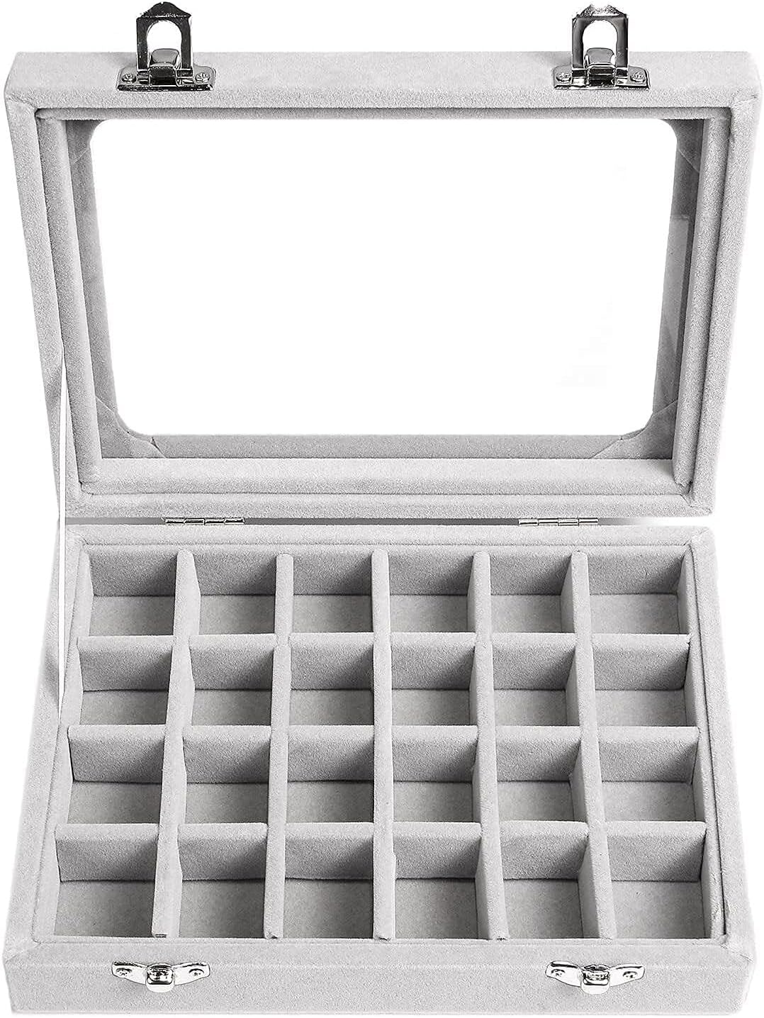 Velvet Transparent Lid Jewellery Box-BEIGE-State of Style