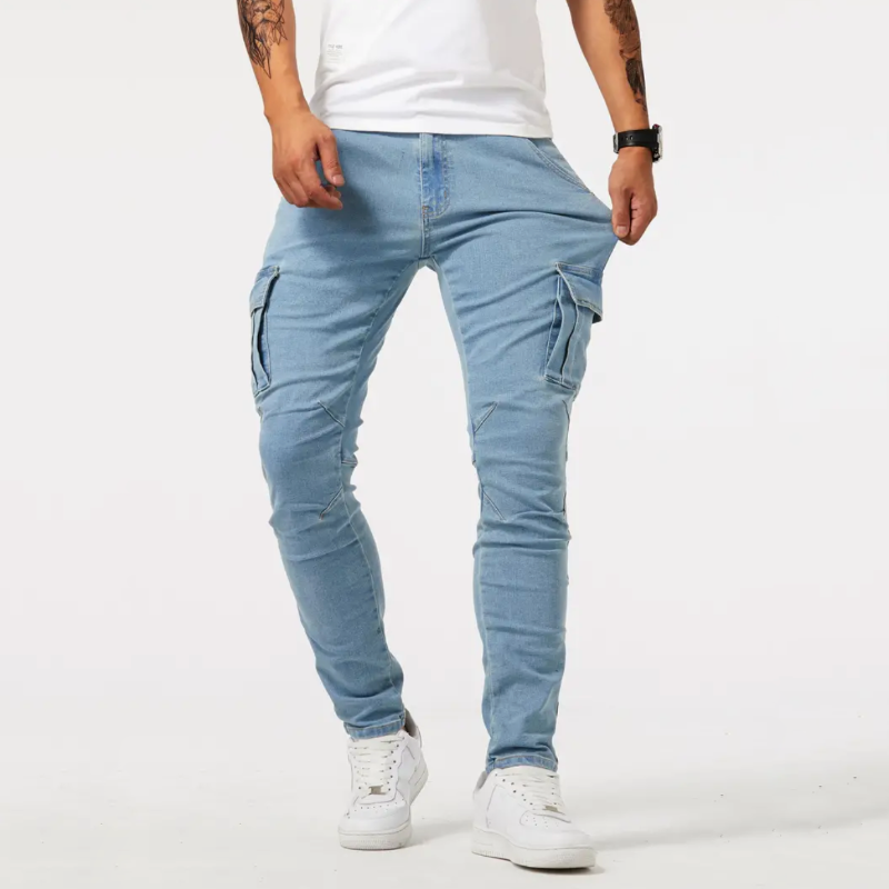 Versatile Stretch Cargo Trousers - FlexCargo-Light Blue-S-State of Style