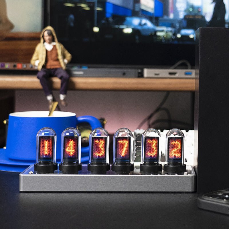 Vertical LED Nixie Table Clock – Chronix-White-State of Style