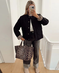 Elegant ladies' jacket with leopard lining – Narela