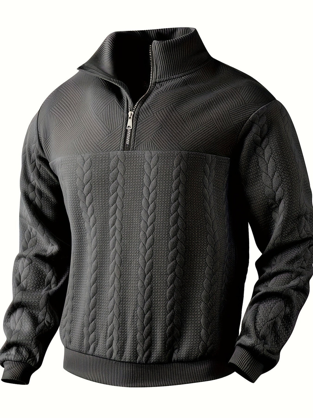 Victor Vintage Men's Sweater with Zip-Dark Grey-S-State of Style