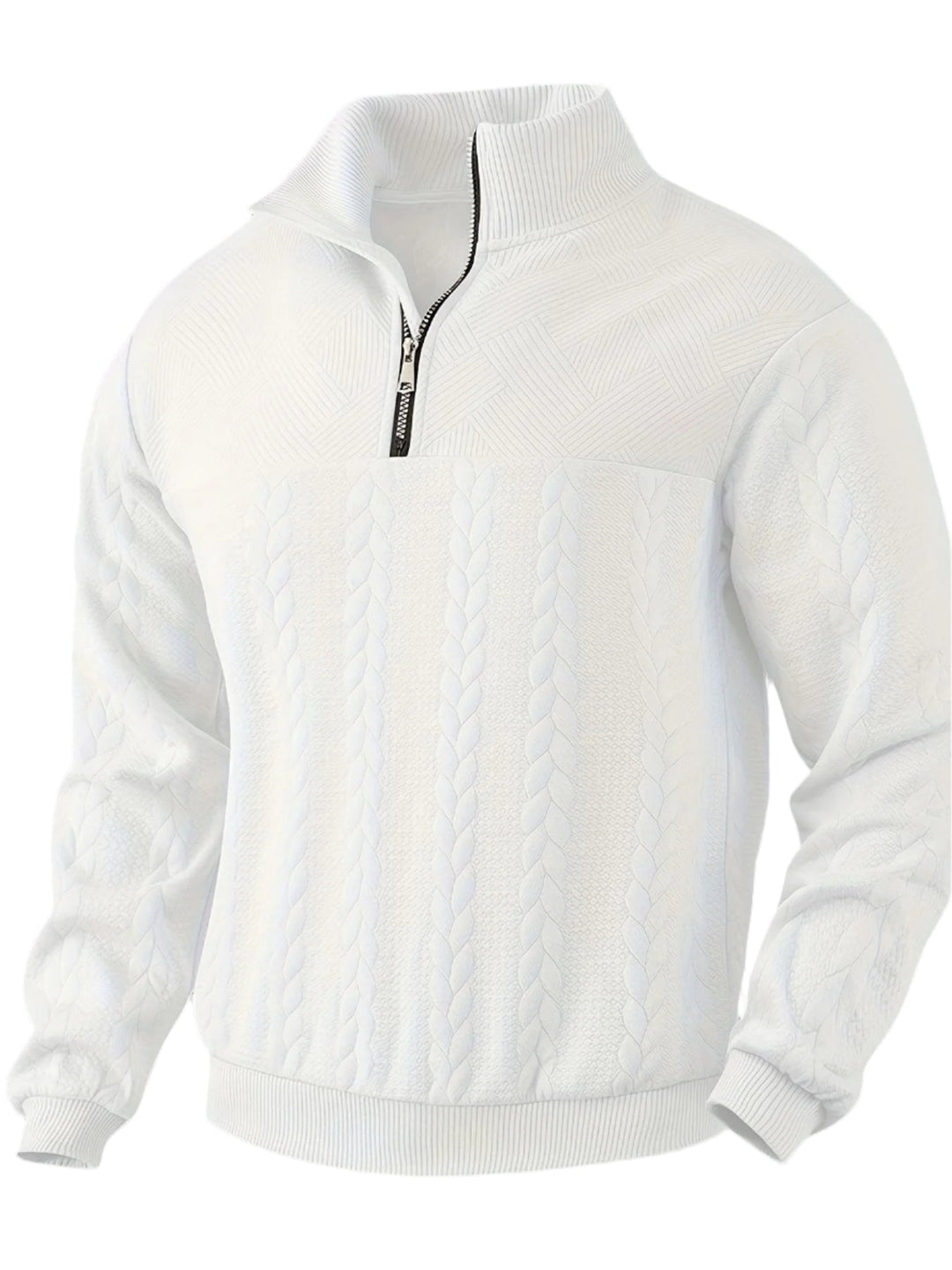 Victor Vintage Men's Sweater with Zip-White-S-State of Style