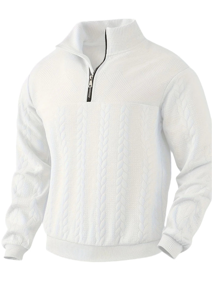 Victor Vintage Men's Sweater with Zip-White-S-State of Style