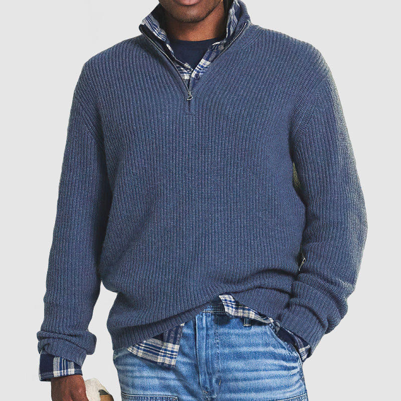 Vincent Business-Casual Zip Sweater – Timeless Style and Comfort-Blue-S-State of Style
